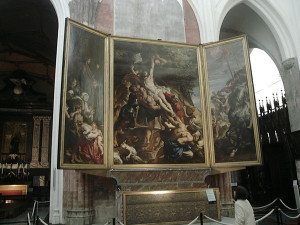 Triptych Painting Raising Cross