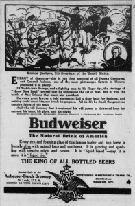 Budweiser and Andrew Jackson